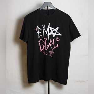 MGK Emo Girl Graphic Tee Black Pink Graffiti  Sz L Machine Gun Kelly